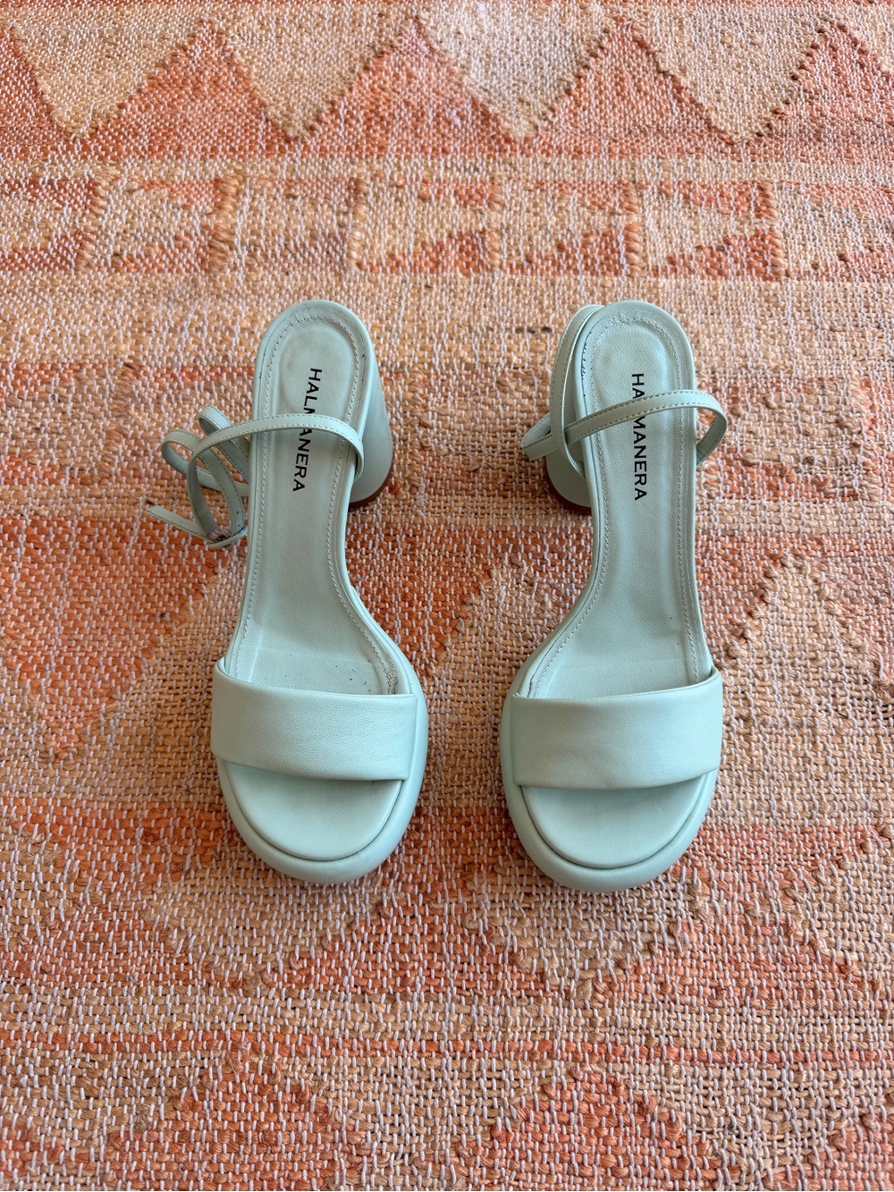Halmanera Erika Leather Chunky Platfotm Sandals in Mint Aloe Leather Size 38.5 - Picture 5 of 12